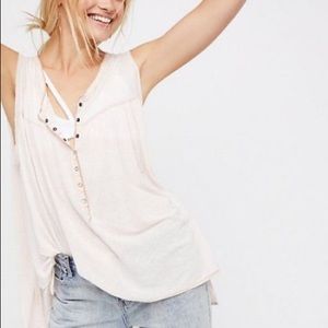 Free People light pink Hudson button snap tank